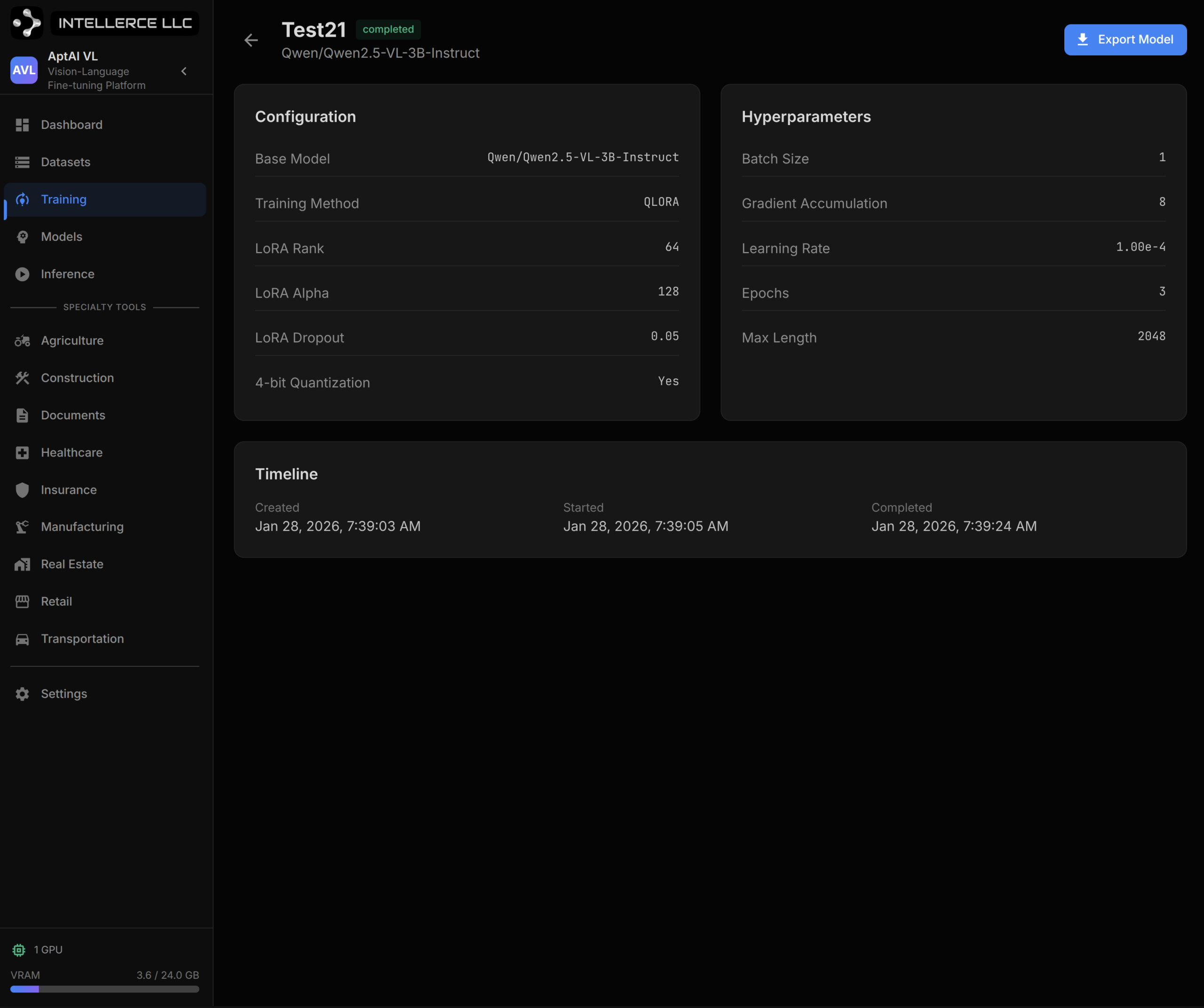 Real-time training metrics